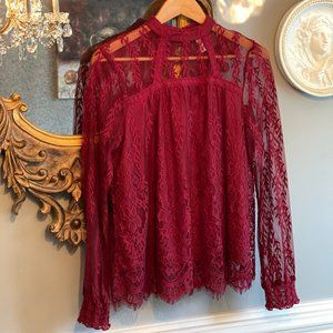 Wine Red Lace Blouse